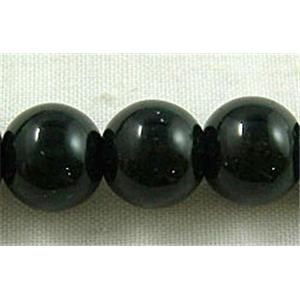 round black Glass Beads, jet, 12mm dia, 28pcs per st