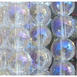 round glass crystal beads, AB color, approx 14mm dia, 15 inches