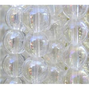 round glass crystal beads, AB color electroplated, approx 14mm dia, 15 inches