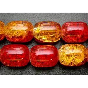 Crackle Glass Beads, barrel, red, 12x16mm, 50pcs per st