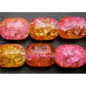 Crackle Glass Beads, barrel, pink, 12x16mm, 50pcs per st