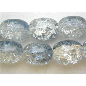 Crackle Glass Beads, barrel, ink-blue, 12x16mm, 50pcs per st