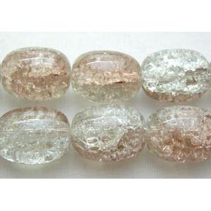 Crackle Glass Beads, barrel, 12x16mm, 50pcs per st