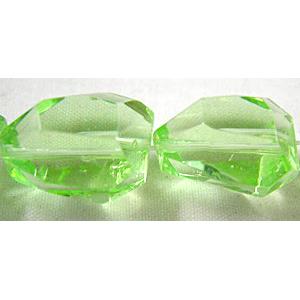 Glass Beads, freeform, lt.green, 15x20mm, 20pcs per st