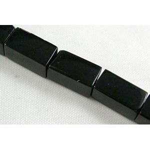 Glass Beads, tube, black, 6x12mm, 29pcs per st