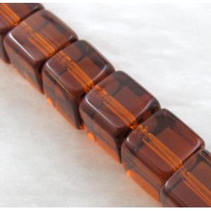 Glass Cube Beads, deep-coffee, 10x10mm,32pcs per st