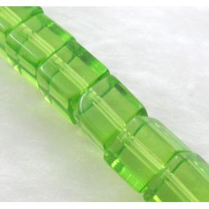 Olive Glass Cube Beads, 6x6mm,50pcs per st