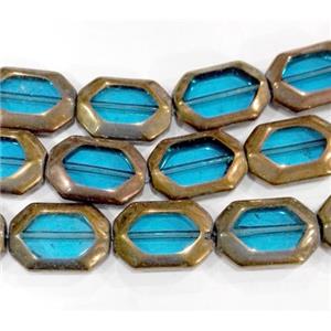 gold-copper-plated glass bead, flat, approx 11x16mm