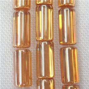 goldchampagne Crystal Glass tube beads, approx 10x20mm