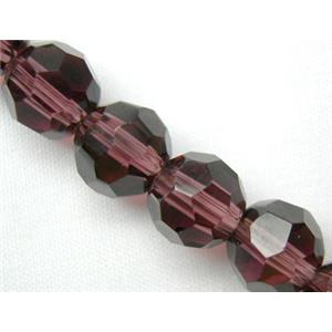 hand-cutting Chinese Crystal Glass Beads, faceted round, purple, 10mm dia, 32pcs per st