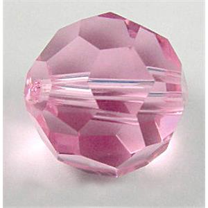 hand-cutting Chinese Crystal Glass Beads, faceted round, pink, 6mm dia, 52pcs per st