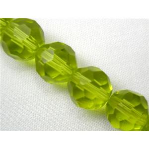 hand-cutting Chinese Crystal Glass Beads, faceted round, olive, 6mm dia, 52pcs per st