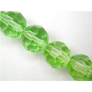 hand-cutting Chinese Crystal Glass Beads, faceted round, green, 4mm dia, 80pcs per st