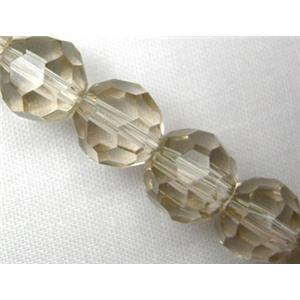 hand-cutting Chinese Crystal Glass Beads, faceted round, champagne, 6mm dia, 52pcs per st