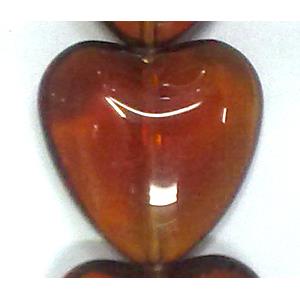coffee Glass Heart beads, 18mm wide, 20pcs per st