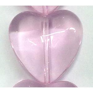 Pink Glass Heart beads, 18mm wide, 20pcs per st