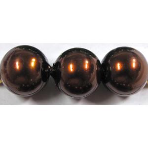 Round Glass Pearl Beads, deep-coffee, 4mm dia,210 beads/strand