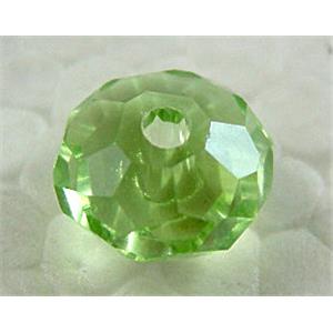 Crystal Glass Beads, Faceted Rondelle, Green, 10mm dia, 72pcs per st