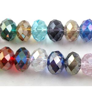 Chinese Crystal Beads, Faceted Rondelle, mixed AB color, 6mm dia, 100pcs per st