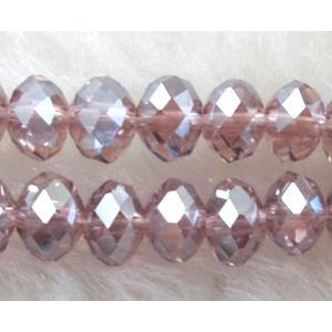 Chinese Crystal Beads, Faceted Rondelle, light purple AB color, 6mm dia, 100 pcs per st