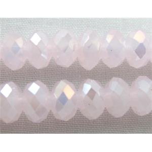 Chinese Crystal Beads, Faceted Rondelle, pink AB color, 6mm dia, 100 pcs per st