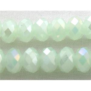 Chinese Crystal Beads, Faceted Rondelle, light green AB color, 8mm dia, 72pcs per st