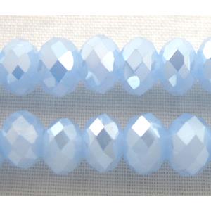 Chinese Crystal Beads, Faceted Rondelle, light blue AB color, 10mm dia, 72pcs per st