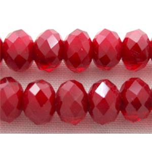 Chinese Crystal Beads, Faceted Rondelle, red, 6mm dia, 100 pcs per st