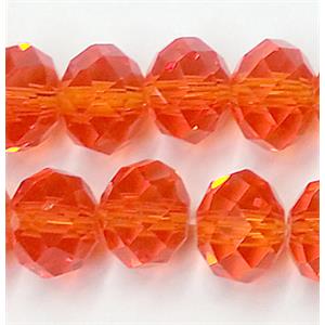 Chinese Crystal Beads, Faceted Rondelle, red, 10mm dia, 72pcs per st