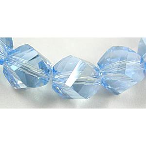 Chinese Crystal Beads, Twist, Blue, 8mm dia