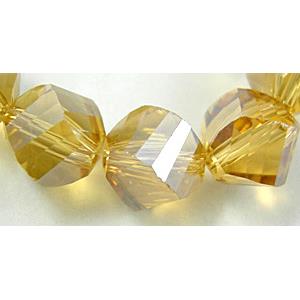 Chinese Crystal Beads, Twist, Gold, 8mm dia