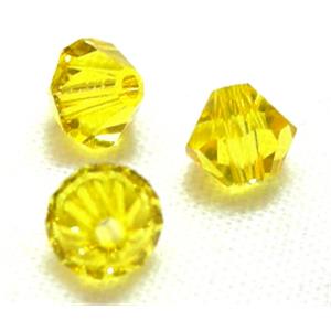 Chinese Crystal Beads, bicone, yellow, 4mm