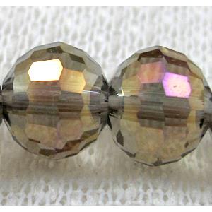 Crystal Glass Beads, 96 faceted round, Gray AB color, 12mm dia