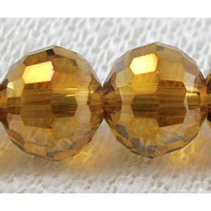Crystal Glass Beads, 96 faceted round, Golden AB color, 12mm dia