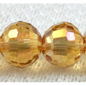 Crystal Glass Beads, 96 faceted round, gold champagne AB-color, 8mm dia