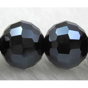 Crystal Glass Beads, 96 faceted round, jet, 8mm dia