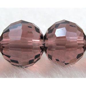 Glass Crystal Beads, faceted round, purple, 12mm dia