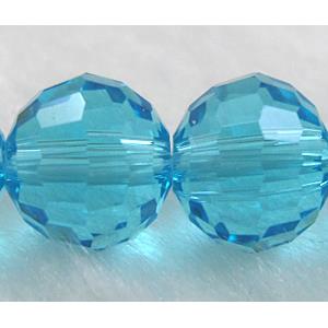 Crystal Glass Beads, 96 faceted round, aqua, 12mm dia