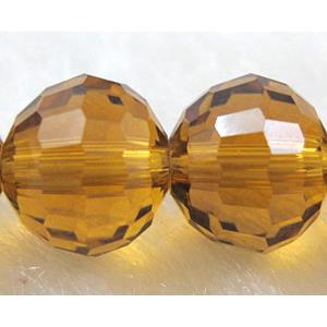Crystal Glass Beads, 96 faceted round, Golden, 12mm dia