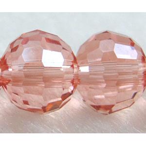 Crystal Glass Beads, 96 faceted round, rose-red, 12mm dia