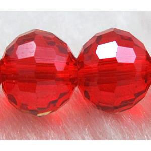 Crystal Glass Beads, 96 faceted round, ruby, 12mm dia