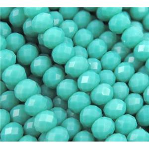 Chinese crystal glass bead, faceted rondelle, Amazonite, approx 4mm, 100pcs per st