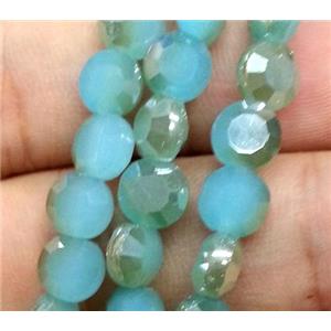 Chinese crystal glass bead, faceted flat round, approx 6mm dia, 72pcs per st
