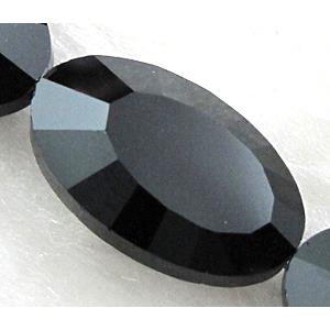 Crystal Glass Beads, faceted, black, 13x21mm, 20pcs per st
