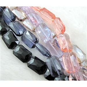 Crystal Glass Beads, faceted rectangle, Mix color, 13.5x20mm, 18pcs per st
