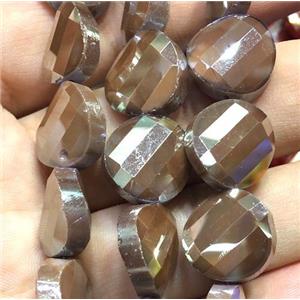 chinese crystal glass bead, faceted twist, approx 14mm dia, 44pcs per st