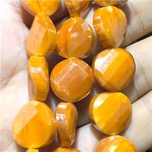 orange chinese crystal glass bead, faceted twist, approx 14mm dia, 44pcs per st
