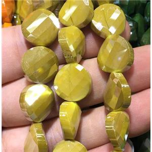 gold chinese crystal glass bead, faceted twist, approx 14mm dia, 44pcs per st