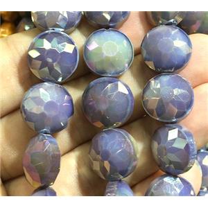 purple chinese crystal glass bead, faceted circle, approx 14mm dia, 44pcs per st