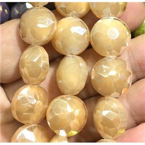 chinese crystal glass bead, faceted coin, approx 14mm dia, 44pcs per st